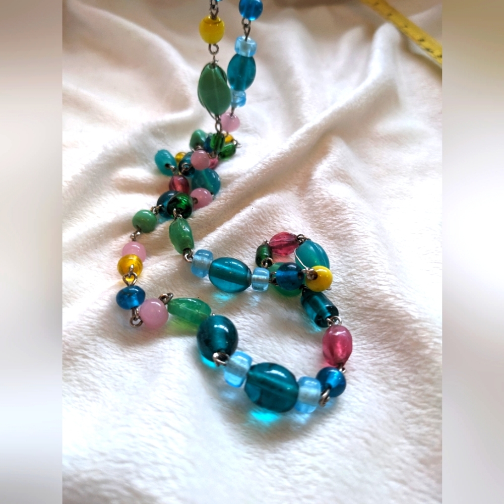 Multi Color Glass Bead Necklace